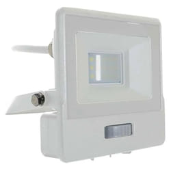 V-tac - Faro led 10W led pir Sensor Floodlight samsung chip White Body Bianco Caldo