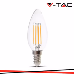 LED Lampadina 4W Filamento E14 Clear Cover Candela 3000K SKU: 214301 : VT: VT-1986-N Caratteristiche del prodotto .80% di con ...
