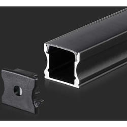 V-tac - kit di montaggio per strisce in alluminio con diffusore nero 2000X17.2X14.4MM