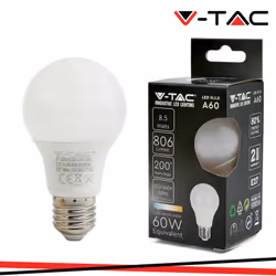 LED Lampadina 8.5W E27 A60 ThermoPlastica 6500K SKU: 217262 : VT: VT-2099 Caratteristiche del prodotto .80% di consumo energe ...