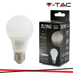 Led lampadina 8.5W E27 A60 thermoplastica 6500K - Luce fredda