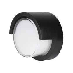 Applique led da esterno rotonda semicoperta vtac nero 3000k 7w