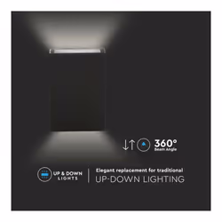 V-TAC Lampada LED da Muro Rettangolare 4W Colore Nero 6500K IP65, colore Nero - Vista aggiuntiva 3