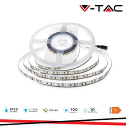 V-tac - led striscia SMD2835 120 leds high lumen 24V IP20 6500K double pcb 10M roll - Luce fredda