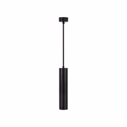 Lampadario portalampada pendente di forma cilindrica in alluminio nero a sospensione. L'asta di supporto regolabile fino a 1, ...