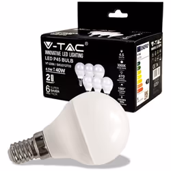 KIT Lampadine LED V-TAC "Super Saver Pack" 4.5W E14 3000k, forma mini globo P45 in materiale termoplastico e copertura LED SM ...