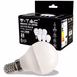 KIT Lampadine LED V-TAC "Super Saver Pack" 4.5W E14 4000k, forma mini globo P45 in materiale termoplastico e copertura LED SM ...