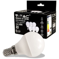 V-TAC VT-2266 Lampadina LED Mini globo SMD P45 4.5W E14 bianco naturale 4000K - (box 6 pezzi) SKU 212734