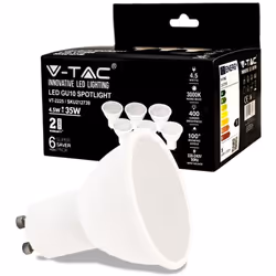 Lampada spot LED SMD 4.5W GU10 100 400LM luce bianco freddo 6500K. Forma spotlight in materiale termoplastico e copertura opa ...