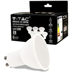 V-tac - VT-2225 Lampadina led faretto 4.5W smd GU10 bianco freddo 6500K copertura satinata box 6 pezzi - sku 212741