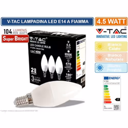 V-Tac VT-2076 Super Saver Pack è un kit composto da 3 lampadine LED con potenza di 4,5W ed attacco E14 . Sono dotate di tecno ...