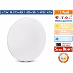 V-Tac Gallery VT-8412 SKU 217602 è una plafoniera LED da parete o da soffitto con potenza di 12W e tecnologia LED SMD . La su ...