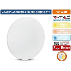 V-tac - VT-8412 plafoniera led rotonda 12W smd changing color cct 3IN1 effetto cielo stellato con driver - sku 217602