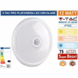 Plafoniera V-Tac PRO VT-13 12W con 24 LED e Chip Samsung adatta per uso interno (IP20). Plafoniera LED con fascio luminoso di ...