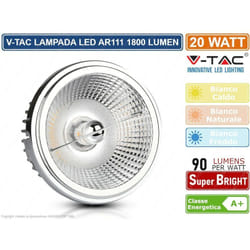 V-tac - VT-1121 lampadina led AR111 20W faretto da incasso con 2 riflettori 20-40° - sku 212792 / 212793 / 212794 - Colore Luce: Bianco Freddo