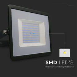 V-tac - VT-40101 Faro led smd 100W proiettore corpo nero - luce bianco freddo 6500K E-Series ultra slim IP65 - sku 215966