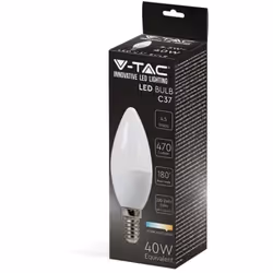 Lampada LED smd 4,5W lampadina E14 180 470LM luce bianco naturale 4000K. Forma Candela C37 in materiale termoplastico (con co ...