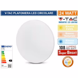 V-Tac Gallery VT-8424 SKU 217606 è una plafoniera LED da parete o da soffitto con potenza di 24W e tecnologia LED SMD . La su ...