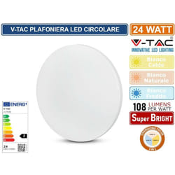 V-tac - VT-8424 plafoniera led 24W changing color 3IN1 forma circolare effetto cielo stellato - sku 217606