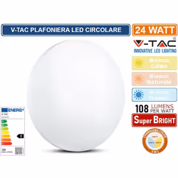 V-Tac Gallery VT-8424 SKU 217607 è una plafoniera LED da parete o da soffitto con potenza di 24W e tecnologia LED SMD . La su ...