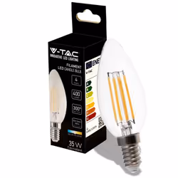 Lampadina a LED candela filamento 4W E14 F35 300luce bianco naturale 4500K Mod. 4413 Caratteristiche Tipo di attacco: E14 Tec ...