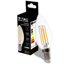 V-Tac VT-1986 Lampadina LED candela filamento 4W lampada E14 luce bianco naturale 4000K - 214413