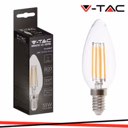 LED Lampadina 6W Filamento E14 Clear Cover Candela 6000K 130lm/W SKU: 212850 : VT: VT-2327 Caratteristiche del prodotto .80% ...