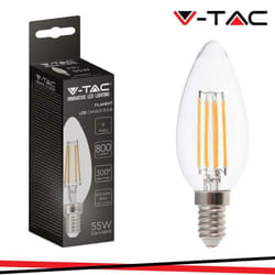 Led lampadina 6W filamento E14 clear cover candela 6000K 130LM/W - Luce fredda