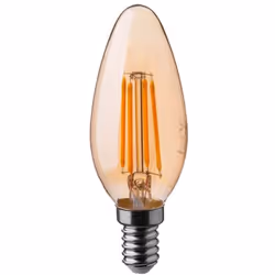 Lampadina LED in vetro, colore ambra (Amber Cover), 4W filamento E14 luce bianco caldo 2200K 300 350LM Mod. 217113 Caratteris ...