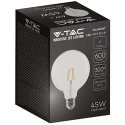 VT-1983 Lampadina led Globo 6W trasparente filamento E27 G125 luce bianco caldo 3000K - 214304 - V-tac