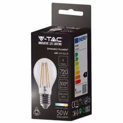 Lampada LED lampadina Bulbo A67 a filamento in Vetro trasparente 8W E27 300 luce bianco caldo 3000K 720lm dimmerabile Mod. VT ...