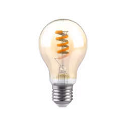 Lampada bulbo V-TAC filamento a spirale vintage vetro ambrato 4W E27 A60 220LM 300 VT-2154 SKU 217335 Bianco caldo 1800K Le l ...