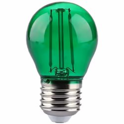 Lampadina LED V-TAC filamento SMD 2W E27 220V 240 60LM. Forma bulbo G45 miniglobo in vetro trasparente di colore verde.Ideale ...