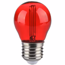 Lampadina LED V-TAC filamento SMD 2W E27 220V 240 60LM. Forma bulbo G45 miniglobo in vetro trasparente di colore rosso.Ideale ...
