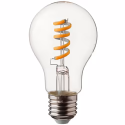 La lampadina LED V-TAC E27 4W A60 con filamento a spirale emette una luce bianco caldo (3000K) perfetta per ambienti che rich ...