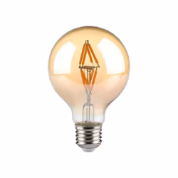 V-tac Lampada Globo LED filamento Vintage in vetro di colore ambra 4W 27 G80 luce bianco caldo 2200K 400LM 300 Mod. 217148 Da ...