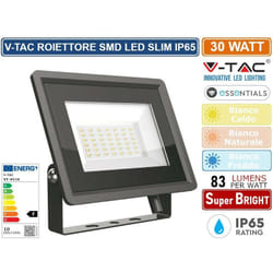 VT-4934-B Faro led floodlight 30W smd 85LM/W 110° bianco freddo 6500K slim alluminio nero IP65 - sku 6745 - V-tac