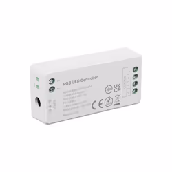 Controller per strisce LED a 12V o 24V che permette di regolarne l'intensit luminosa ed il colore RGB. Connettivit wireless e ...