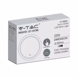Specchio LED da 25 W ROURO LIGHT con interruttore touch CCT mutevole D: 600mm