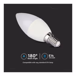 V-TAC Lampadina LED E14 4,8W Candela RF Controller con Telecomando 24 Tasti RGB + 3000K Dimmerabile, colore Bianco - Vista aggiuntiva 2