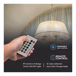 V-TAC Lampadina LED E14 4,8W Candela RF Controller con Telecomando 24 Tasti RGB + 3000K Dimmerabile, colore Bianco - Vista aggiuntiva 3