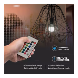 V-TAC Lampadina LED E27 8.5W A60 RF Controller con Telecomando 24 Tasti RGB + 4000K Dimmerabile, colore Bianco - Vista aggiuntiva 3