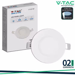 3W LED Mini Pannello Montaggio ad Incasso Rotondo 4000K SKU: 216293 : VT: VT-307 Caratteristiche del prodotto .Ultra sottile, ...