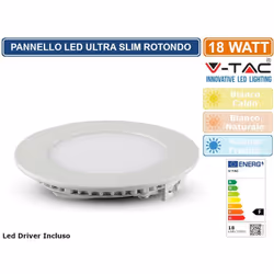 V-Tac VT-1807-RD è un mini pannello LED rotondo con potenza di 18W , ideale per un'installazione ad incasso . Con fascio lumi ...