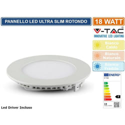 VT-1807 rd pannello led rotondo 18W smd da incasso con driver - sku 214860 / 214861 / 214862 - Colore Luce: Bianco Freddo - V-tac