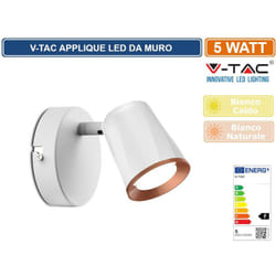 V-tac - VT-806 lampada da muro wall light led 6W colore bianco - sku 218250 / 218252 - Colore Luce: Bianco Naturale