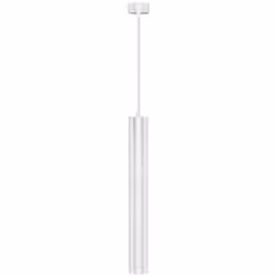 Lampadario portalampada pendente di forma cilindrica in alluminio bianco a sospensione. L'asta di supporto regolabile fino a ...