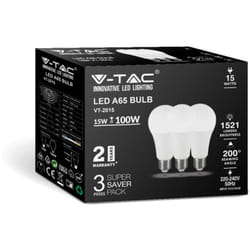3 lampadina lempadine led E27 15W A65 6500K luce fredda