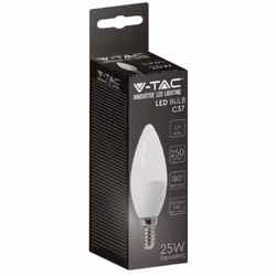 Lampada LED V-TAC 2.9W lampadinaE14, forma candela in materiale termoplastico e copertura LED SMD Opaca. Fascio luminoso di 1 ...