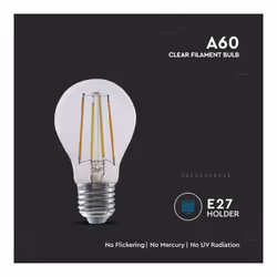 V-TAC Lampadina LED E27 7W A60 Filamento Google Alexa Smart 3in1 Dimmerabile, colore Trasparente - Vista aggiuntiva 2